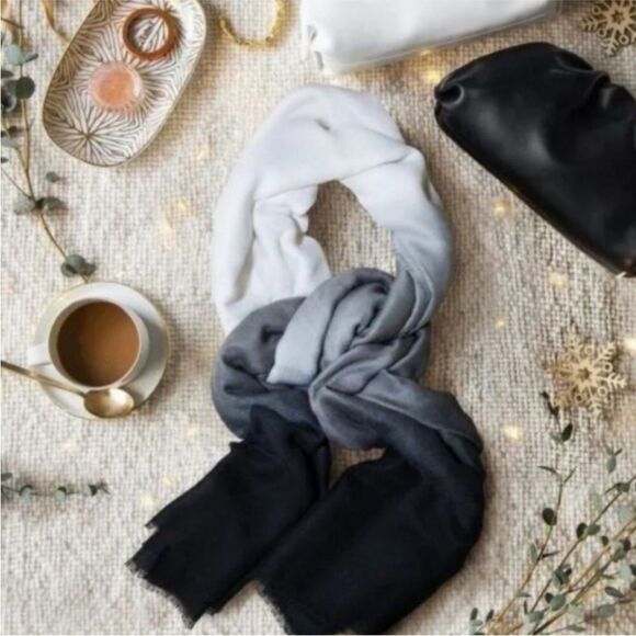 Carly Cushnie Scarf Ombre Print Black Gray and Cream - Picture 3 of 16